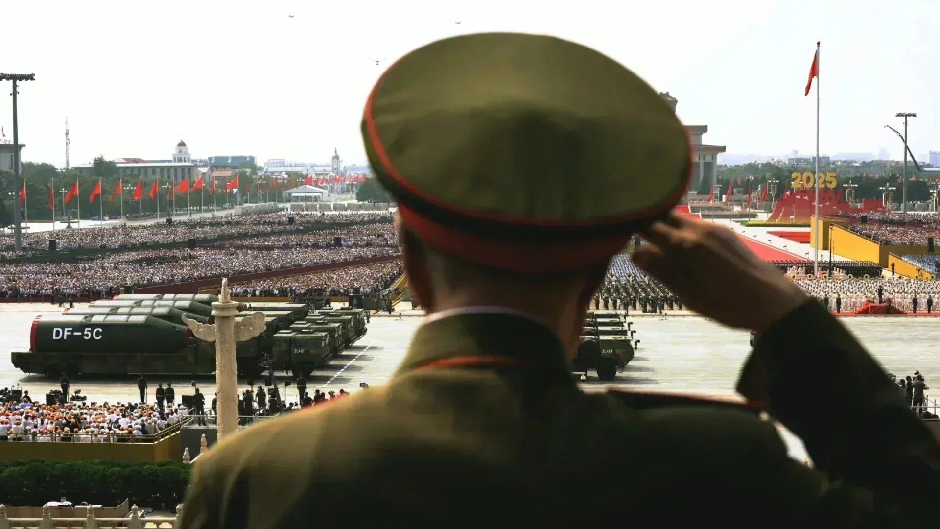 Veteran honoring China's WWII victory at military parade, symbolizing historical legacy and peace.