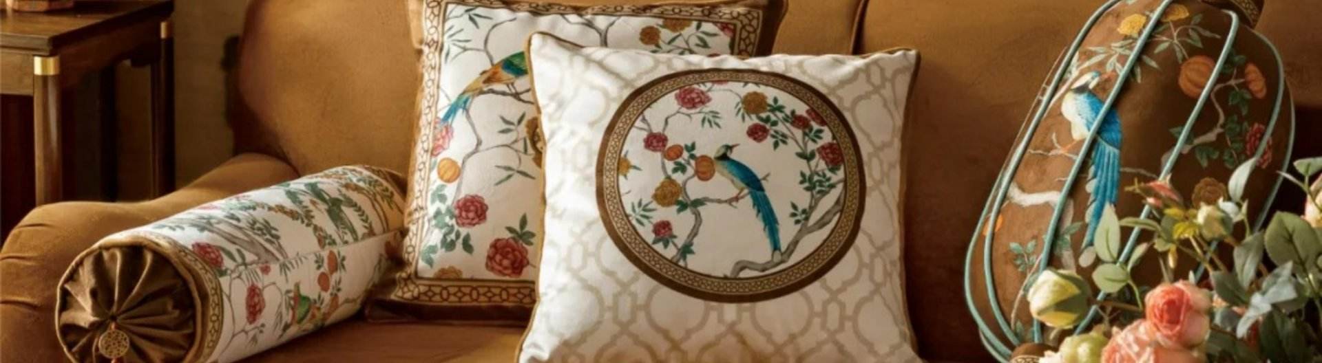 Chinoiserie Bird & Floral Home Decor: Tablecloths, Mats & Cushions-SinoCultural