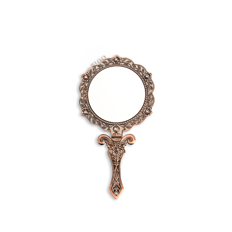 Limited Edition Hand Embroidery Handheld Makeup Beauty Metal Mirror - SinoCultural -- MIR016