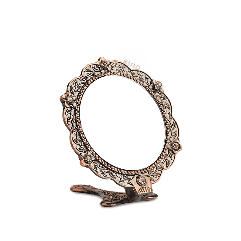 Limited Edition Hand Embroidery Handheld Makeup Beauty Metal Mirror - SinoCultural -- MIR016
