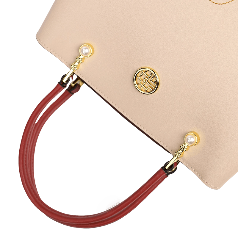 Embroidery Genuine Leather Elegant Crossbody Bag Veined Pattern - SinoCultural -- SC1753-A1