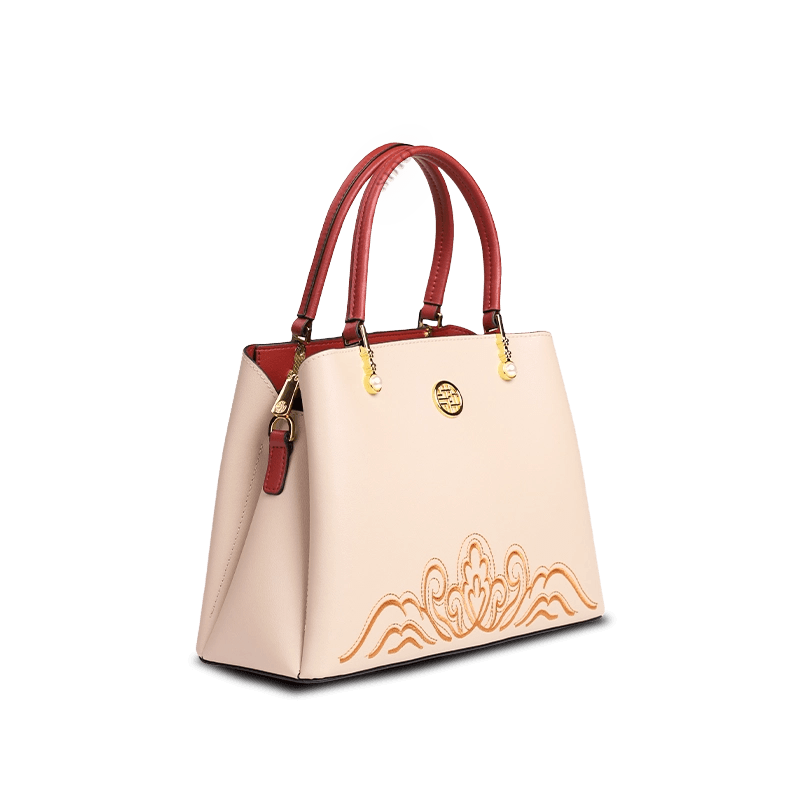 Embroidery Genuine Leather Elegant Crossbody Bag Veined Pattern - SinoCultural -- SC1753-A1