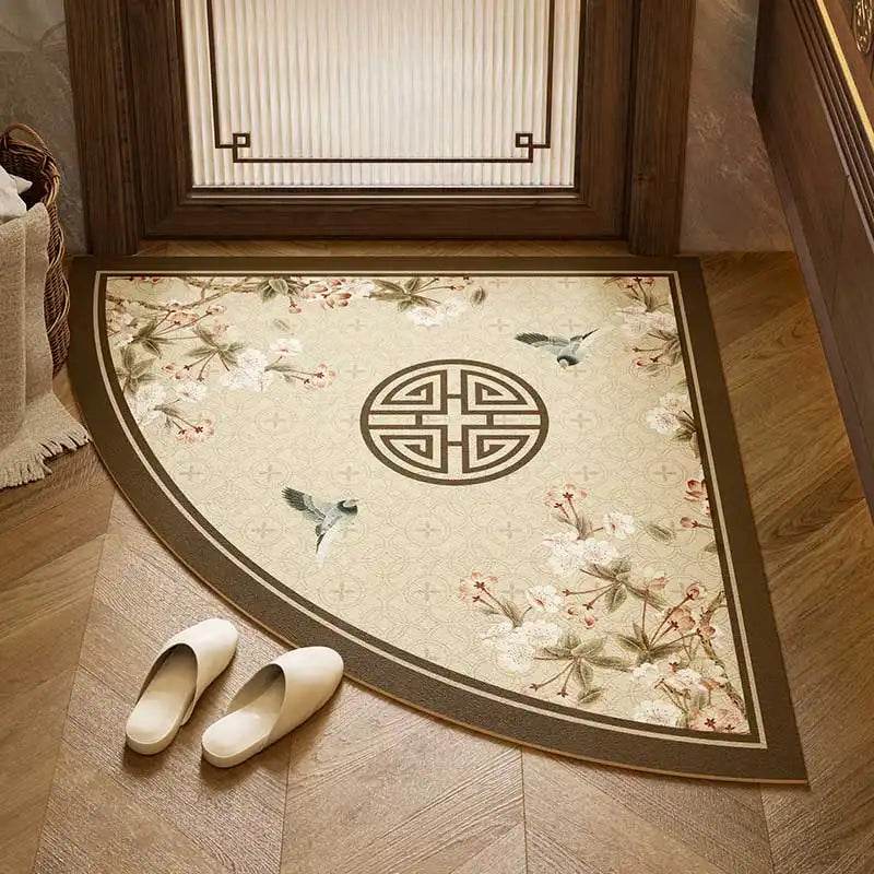 Chinoiserie Absorbent Bathroom Mat Anti-Slip Fan-Shaped Rug - SinoCultural -- LZ006A80