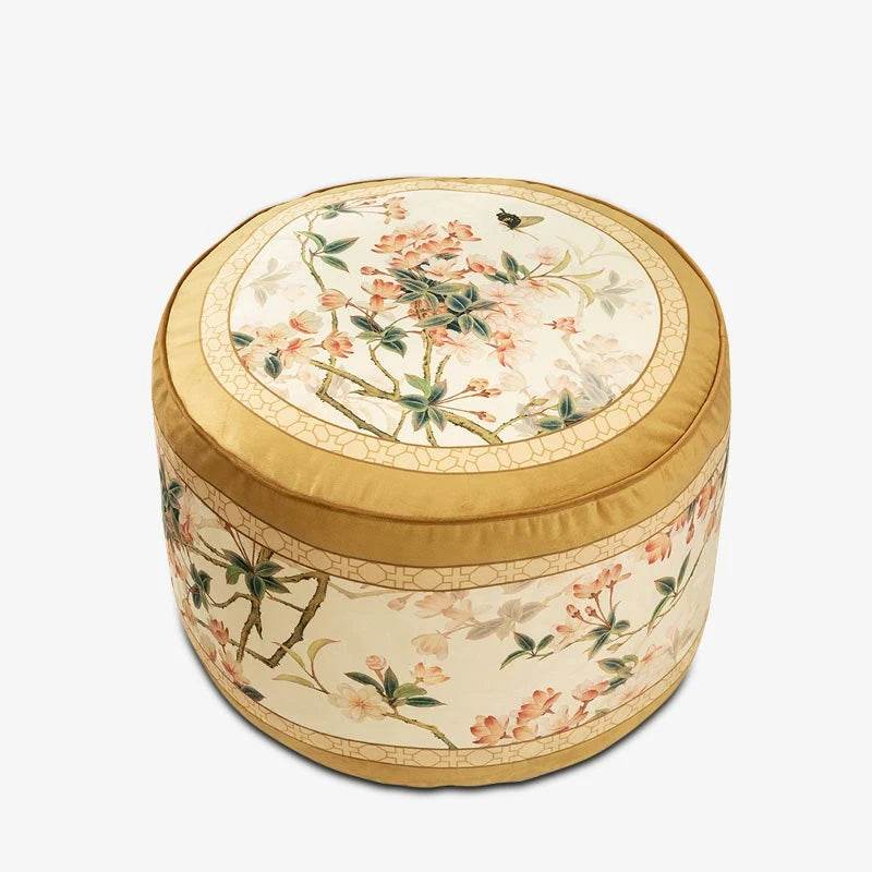 Chinoiserie Autumn Living Room Couch Cushion Pouf - SinoCultural -- B48J0022-1-C