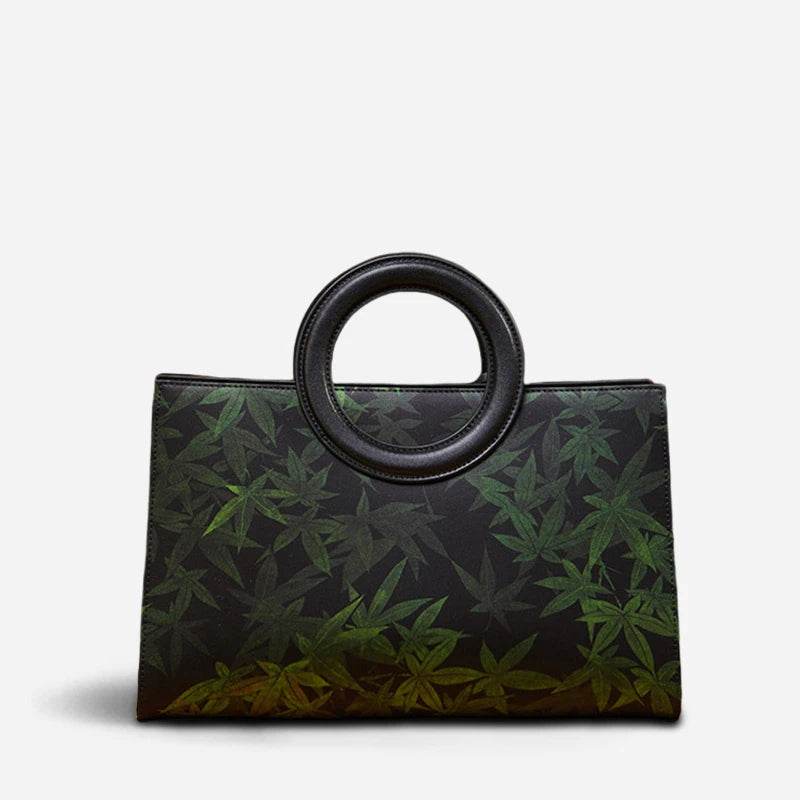 Mulberry Silk Bamboo Print Black Crossbody Bag - SinoCultural -- P17003305
