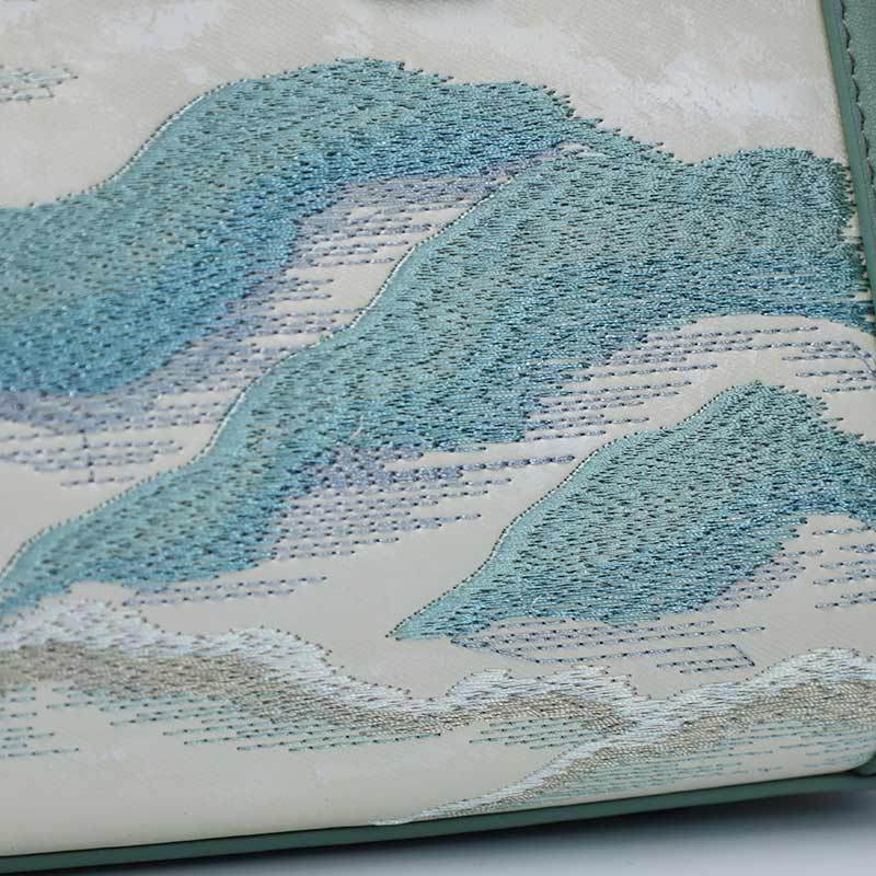 Embroidery Leather Elegant Birkin Handbag Cloud Mountain - SinoCultural -- P120659-1 -