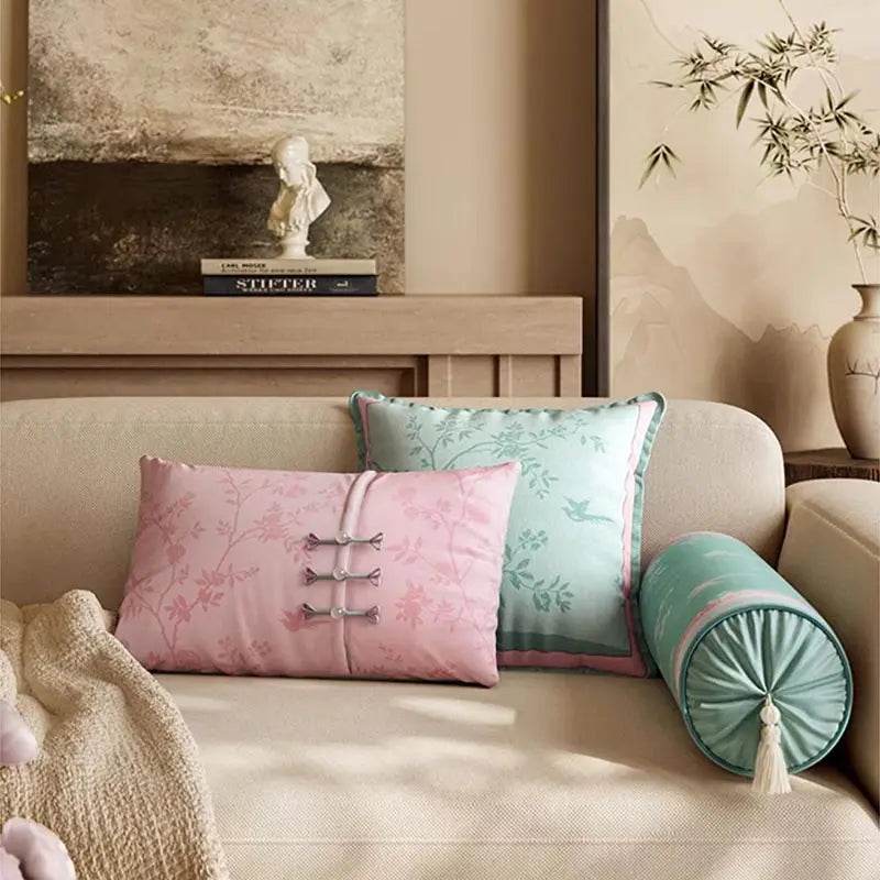 Chinoiserie Luxe Fresh Living Room Sofa Throw Pillow - SinoCultural -- SJZBZ063A