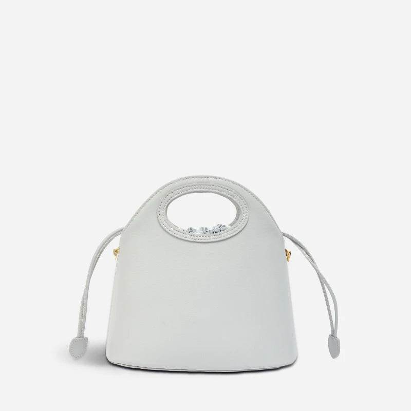 Printed Jacquard Lotus Gray Drawstring Bucket Bag - SinoCultural