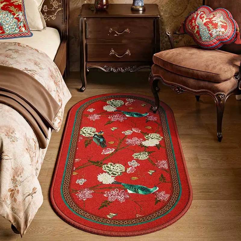 Chinoiserie Luxury Red Bedroom Runner Area Rug - SinoCultural -- LZ001A60160