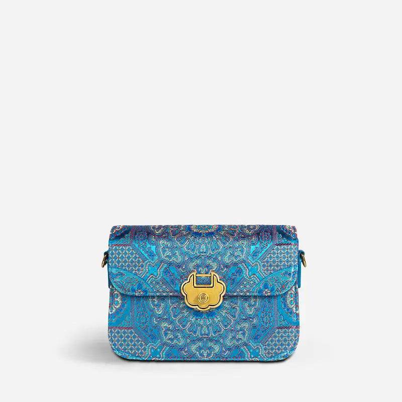 Song Brocade Leather Luxurious Clutch Handbag - SinoCultural -- W2144-3
