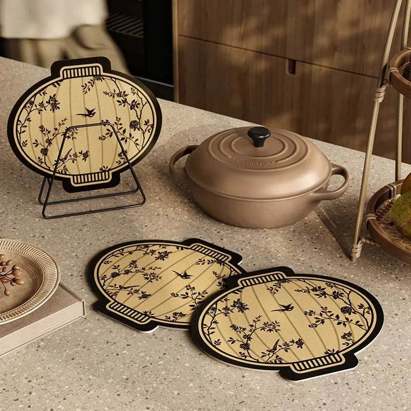 Chinoiserie Diatomite Absorbent Quick-Dry Non-Slip Round Coaster - SinoCultural -- TM054A12 -