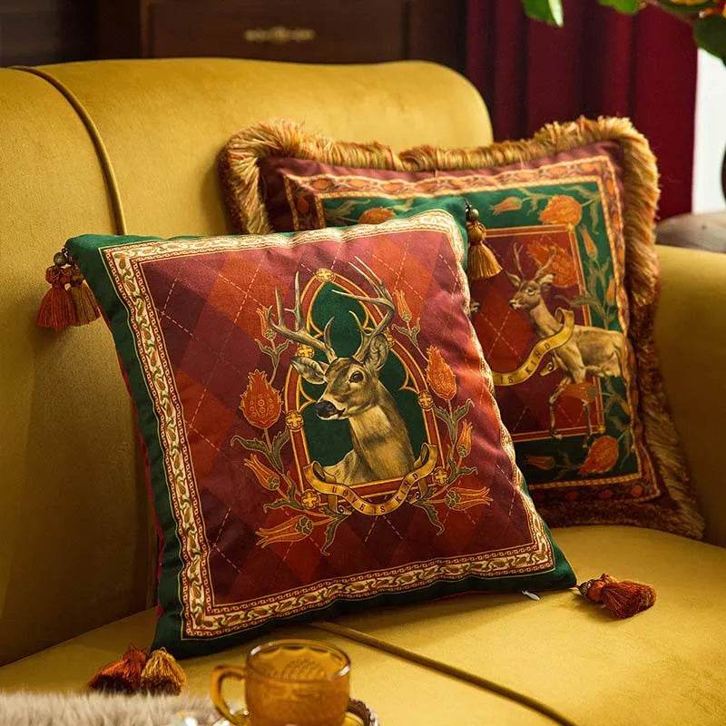 Christmas Limited Series Red Festive Reindeer Design Sofa Pillow - SinoCultural -- HS-SDBZ01