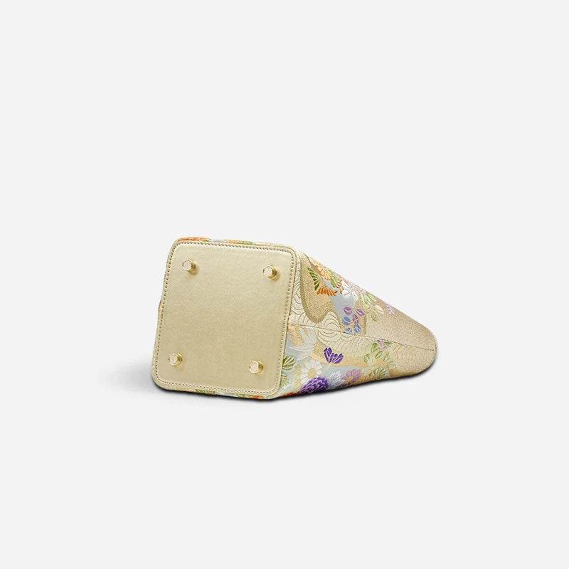 Embroidery Exquisite Floral Luxe Gold Basket Bag - SinoCultural -- P170605 -
