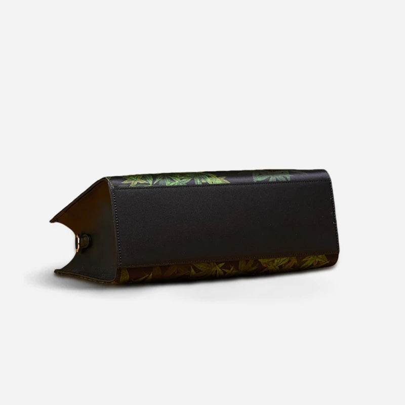 Mulberry Silk Bamboo Print Black Crossbody Bag - SinoCultural -- P17003305