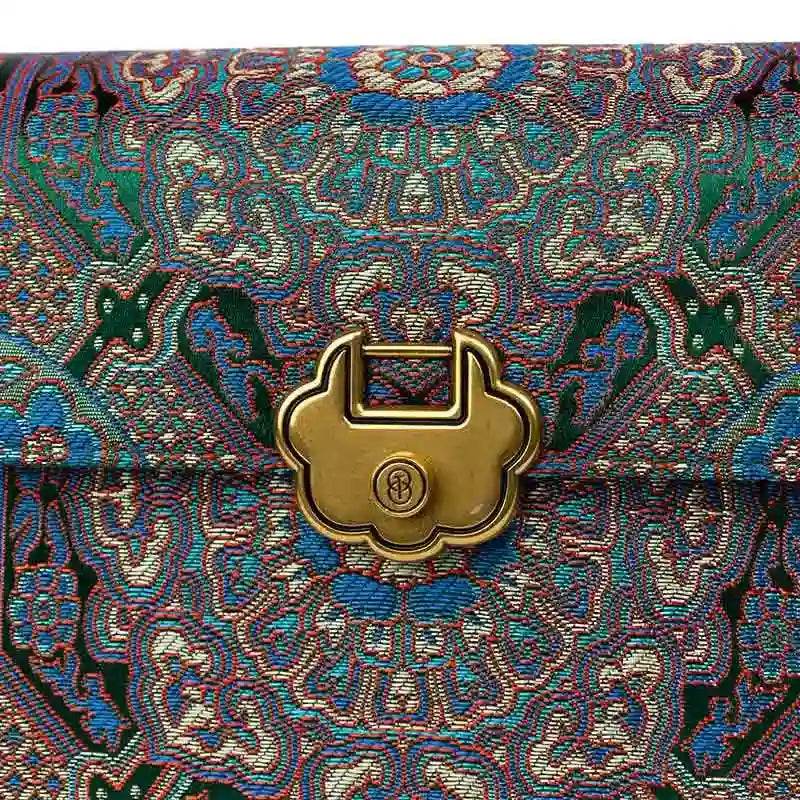 Song Brocade Leather Luxurious Clutch Handbag - SinoCultural -- W2144-1 -
