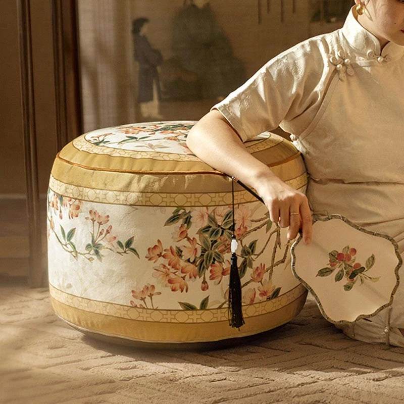 Chinoiserie Autumn Living Room Couch Cushion Pouf - SinoCultural -- B48J0022-1-C