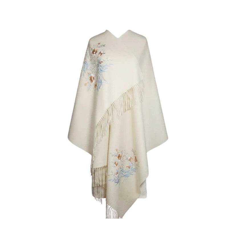 Handcrafted Su Embroidery Cashmere Scarf Luxury Gift Box 200x70cm - SinoCultural -- HYFSJ013-3