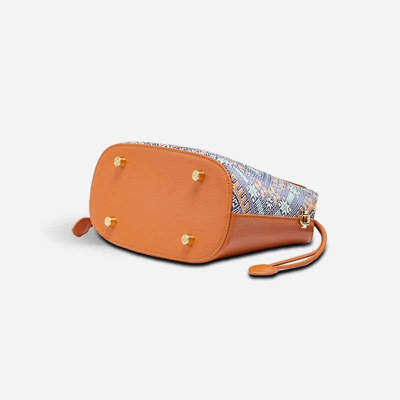 Zhuang Brocade Vintage Drawstring Bucket Bag - SinoCultural -- FJ120670