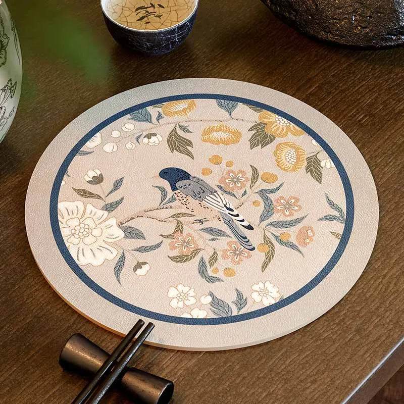 Chinoiserie Diatomite Absorbent Quick-Dry Non-Slip Round Coaster - SinoCultural -- TM053A16