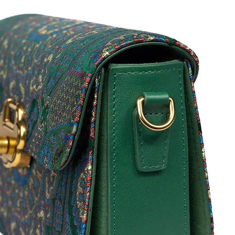 Song Brocade Leather Luxurious Clutch Handbag - SinoCultural -- W2144-1 -