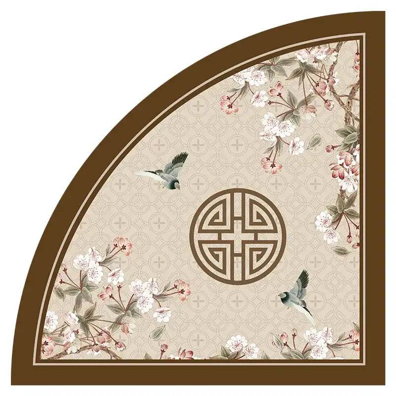 Chinoiserie Absorbent Bathroom Mat Anti-Slip Fan-Shaped Rug - SinoCultural -- LZ006A80
