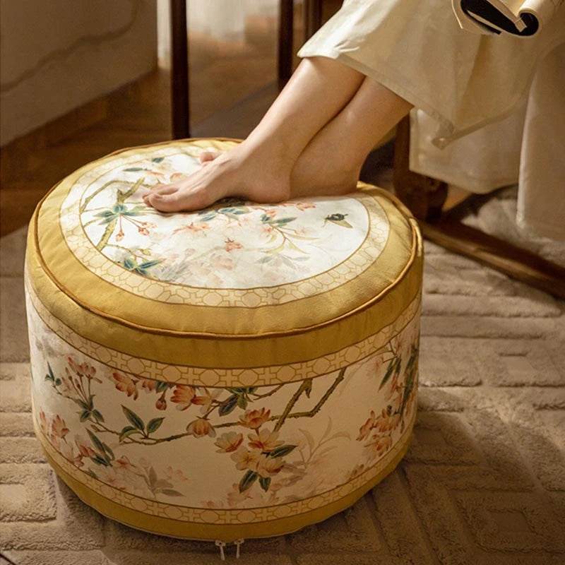Chinoiserie Autumn Living Room Couch Cushion Pouf - SinoCultural -- B48J0022-1-C