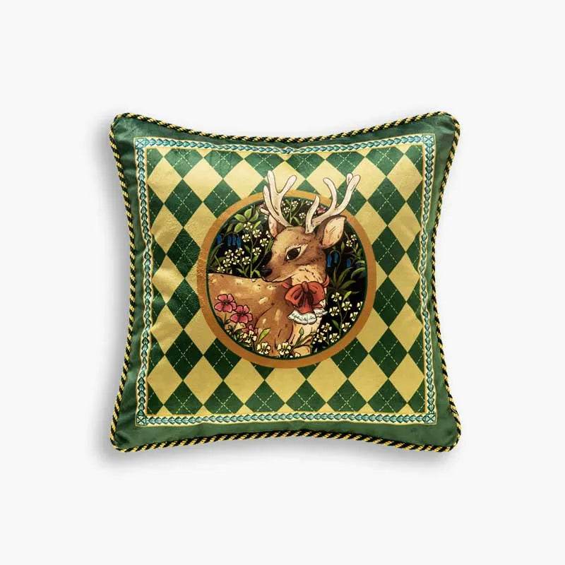 Christmas Limited Series Green Festive Reindeer Design Sofa Pillow - SinoCultural -- HS-BZ1112-1