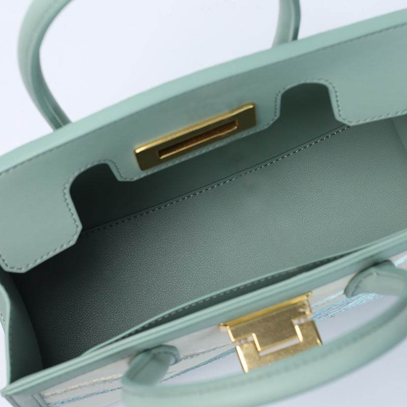 Embroidery Leather Elegant Birkin Handbag Cloud Mountain - SinoCultural -- P120659-1 -