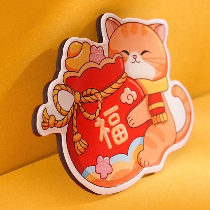 Chinese New Year Cute Cat Blessing Couplets Fridge Magnet Set - SinoCultural -- CNY026 -