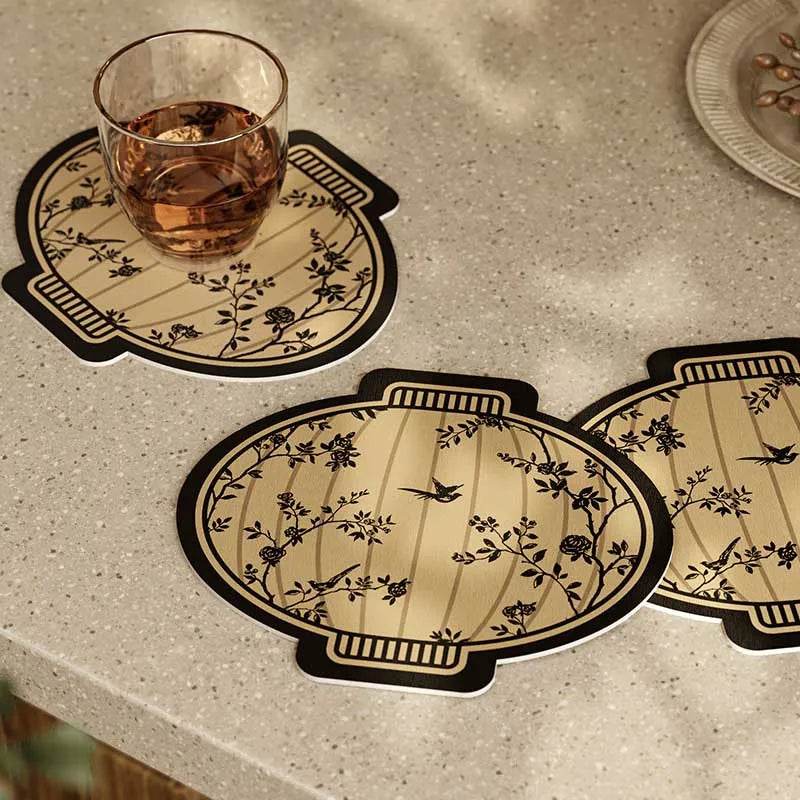 Chinoiserie Diatomite Absorbent Quick-Dry Non-Slip Round Coaster - SinoCultural -- TM054A12 -