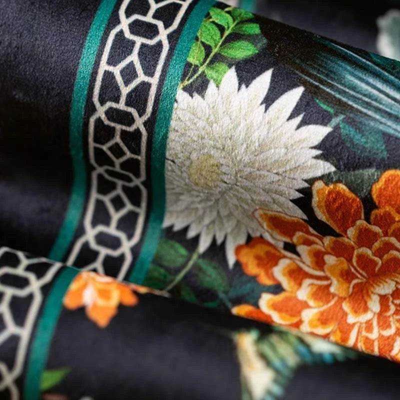Chinoiserie Plush Bird Blue Living Room Rest Pouf - SinoCultural -- B48J0020-C