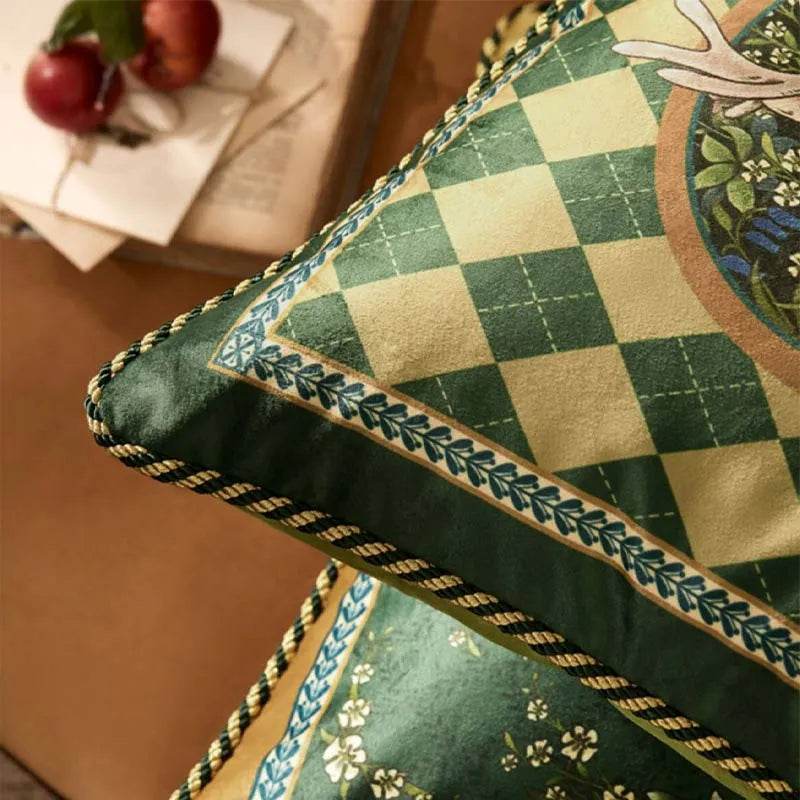 Christmas Limited Series Green Festive Reindeer Design Sofa Pillow - SinoCultural -- HS-BZ1112-1