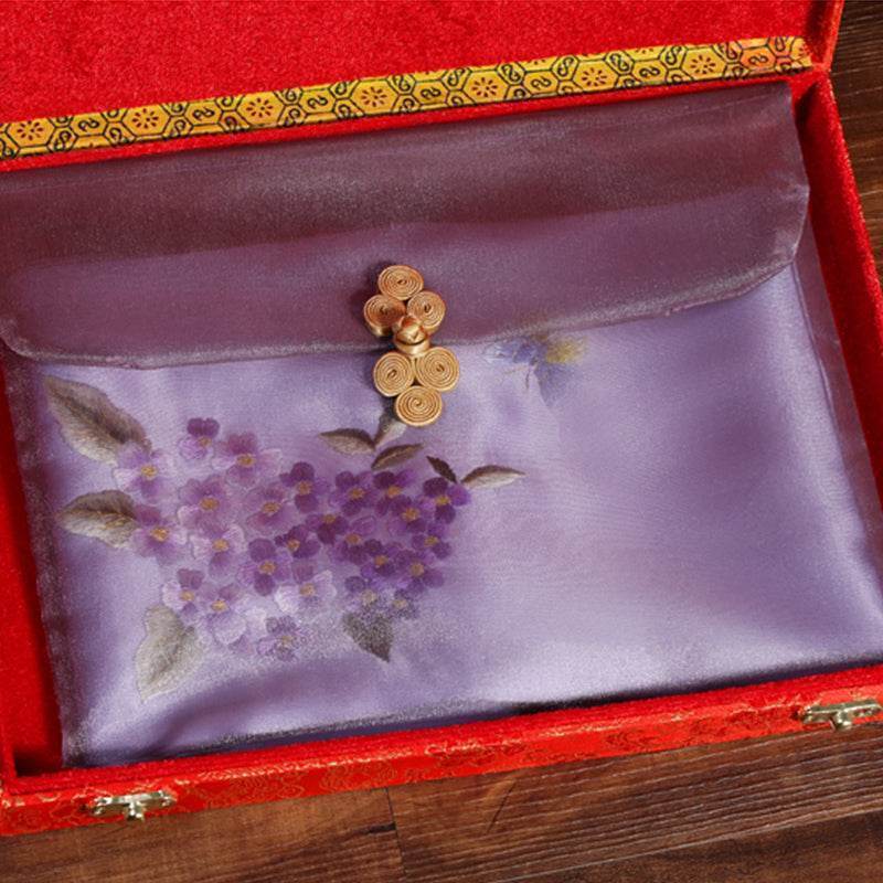 Handmade Suzhou Embroidery Wool Cashmere Scarf with Narcissus Flower 200x38cm - SinoCultural -- HYFSJ058-4