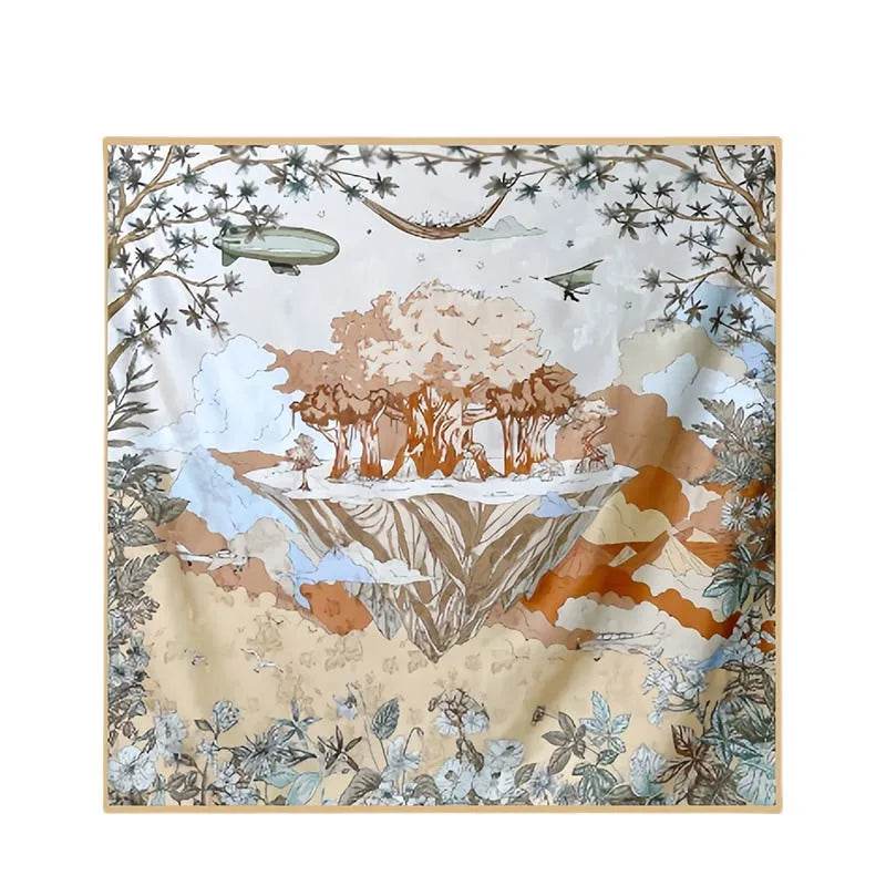 Mulberry Silk 14 Momme Square Scarf Mint Forest 108x108 cm - SinoCultural -- CXFJ003