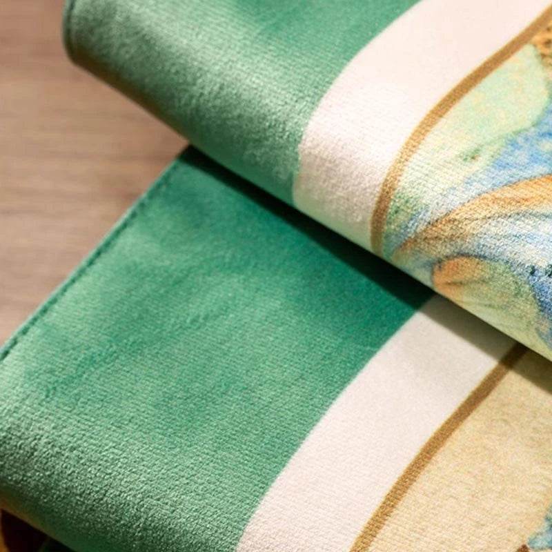 Chinoiserie Plush Green Living Room Rest Pouf - SinoCultural -- B48J0033-C -