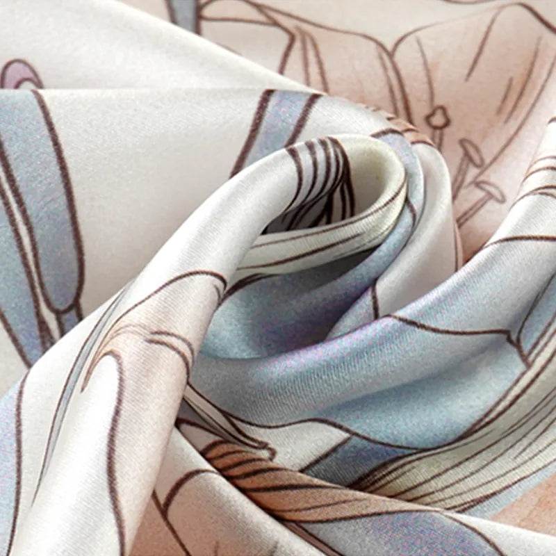 100% Mulberry Silk Summer Lily Square Scarf 70 x 70 Cm - SinoCultural -- SS024-1