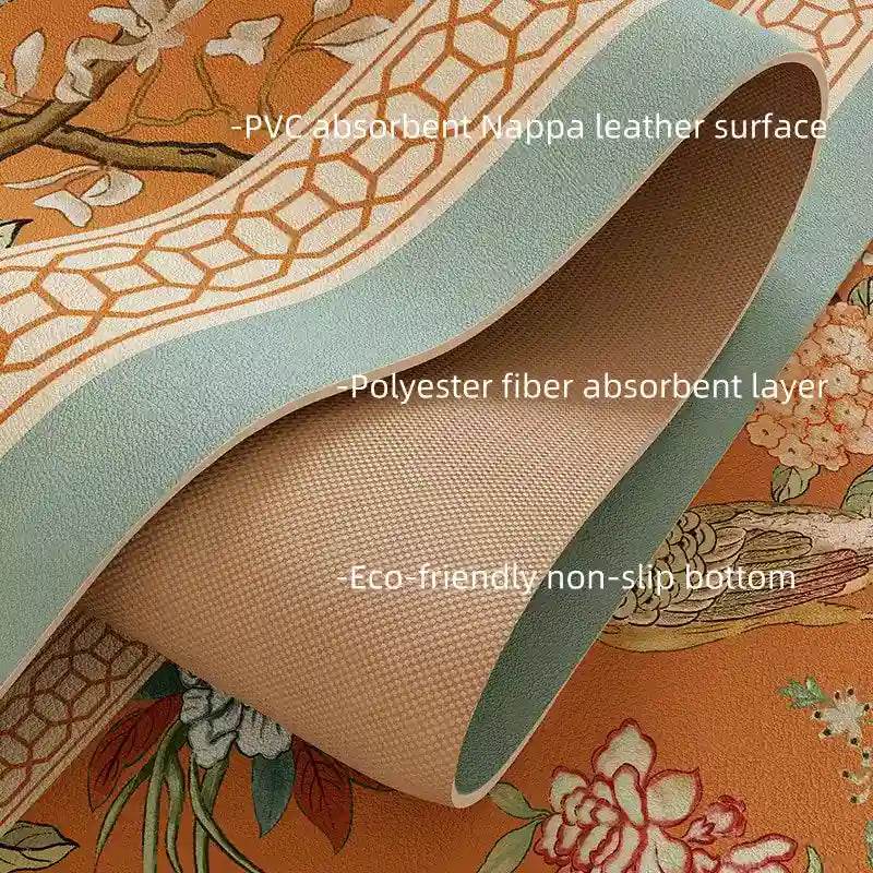 Chinoiserie Orange Bathroom Mat Anti-Slip Fan-Shaped Rug - SinoCultural -- LZ007A80