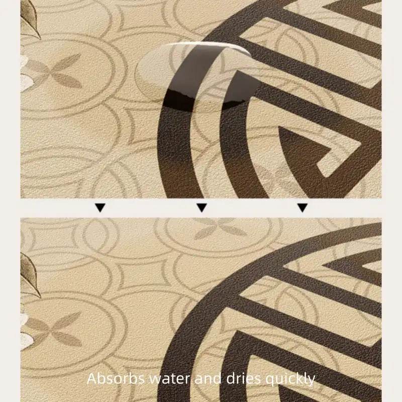 Chinoiserie Absorbent Bathroom Mat Anti-Slip Fan-Shaped Rug - SinoCultural -- LZ006A80