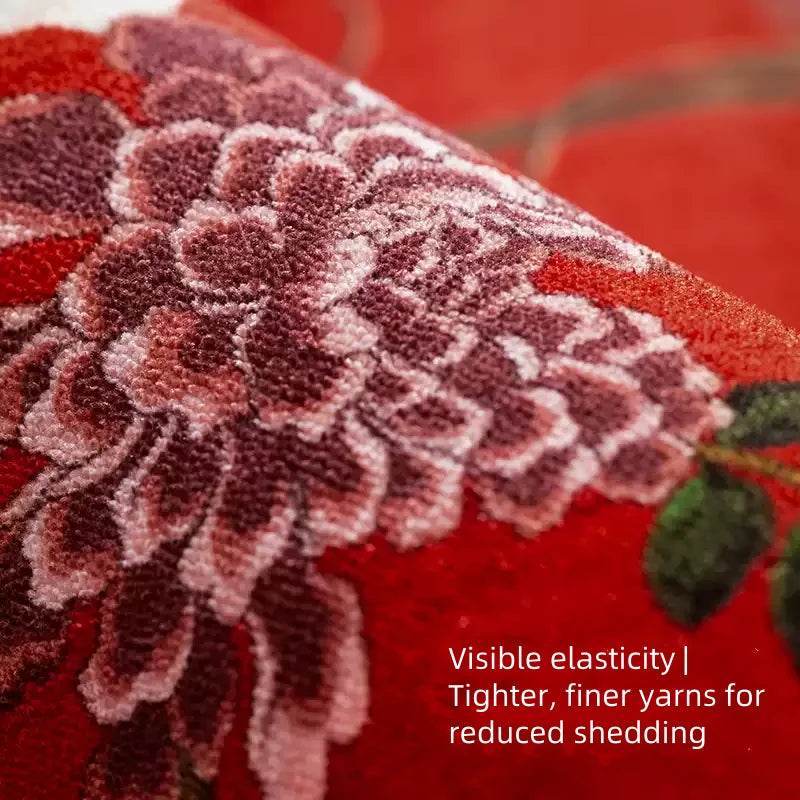 Chinoiserie Luxury Red Washable Living Room Area Rug - SinoCultural -- LZ003A140