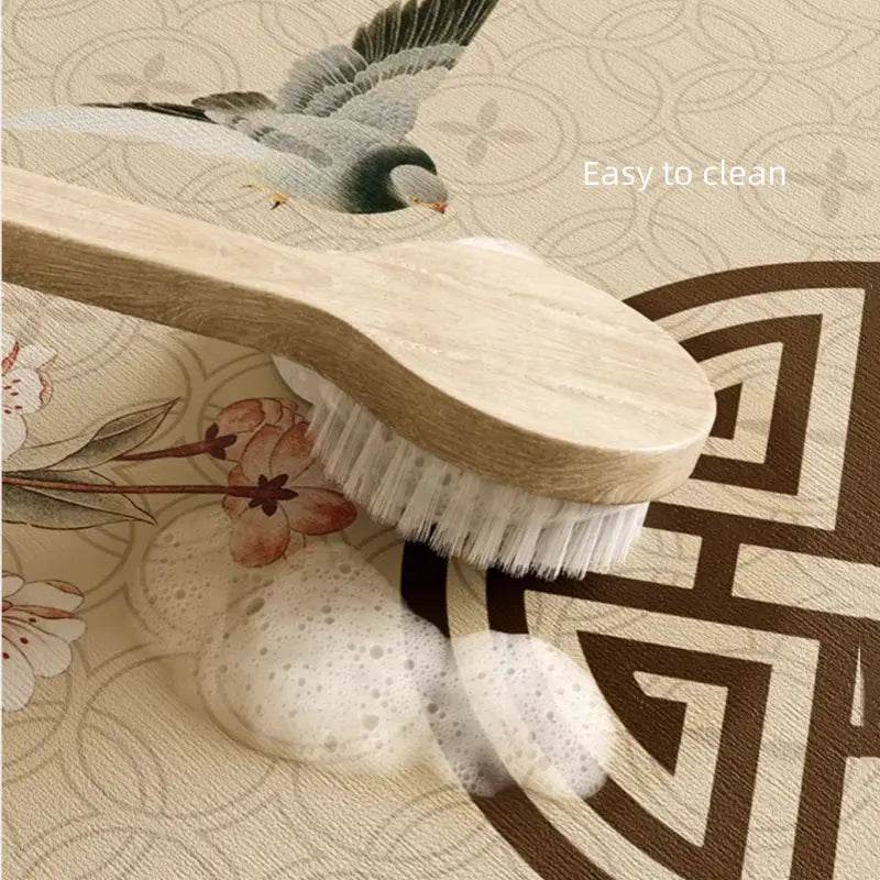 Chinoiserie Absorbent Bathroom Mat Anti-Slip Fan-Shaped Rug - SinoCultural -- LZ006A80