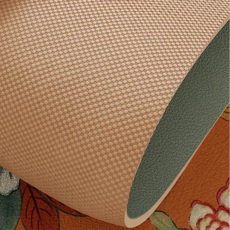 Chinoiserie Orange Bathroom Mat Anti-Slip Fan-Shaped Rug - SinoCultural -- LZ007A80