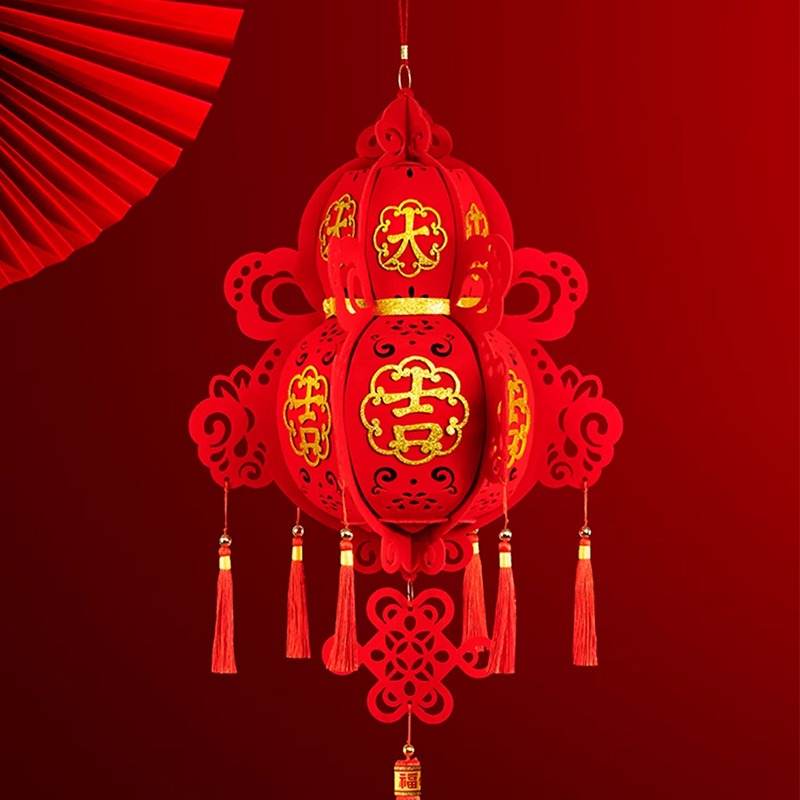 Chinese New Year 2025 Red Lantern Hanging Decoration - SinoCultural -- CNY009-1 -