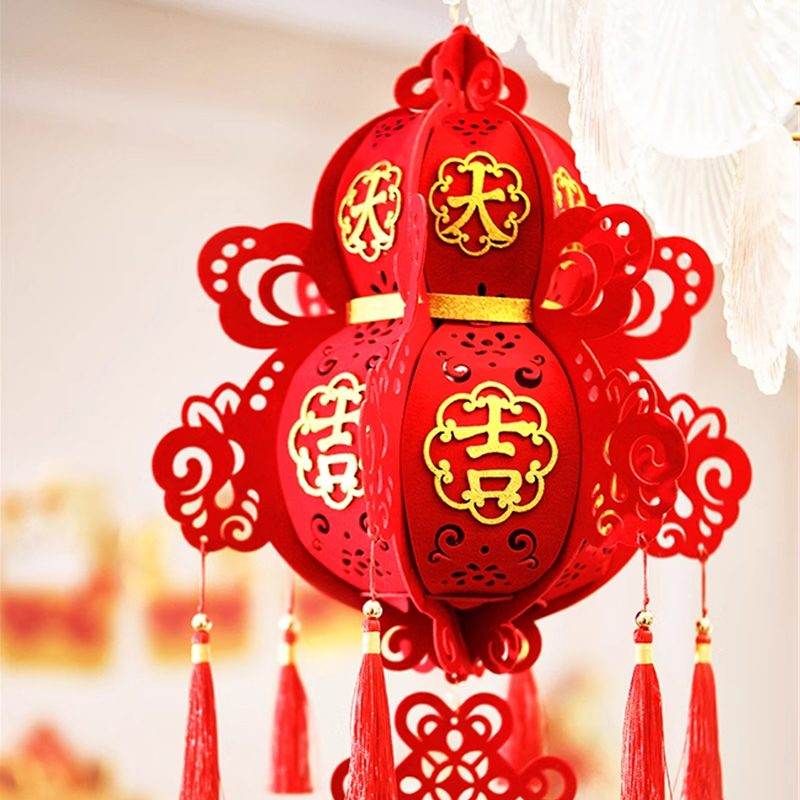 Chinese New Year 2025 Red Lantern Hanging Decoration - SinoCultural -- CNY009-1 -