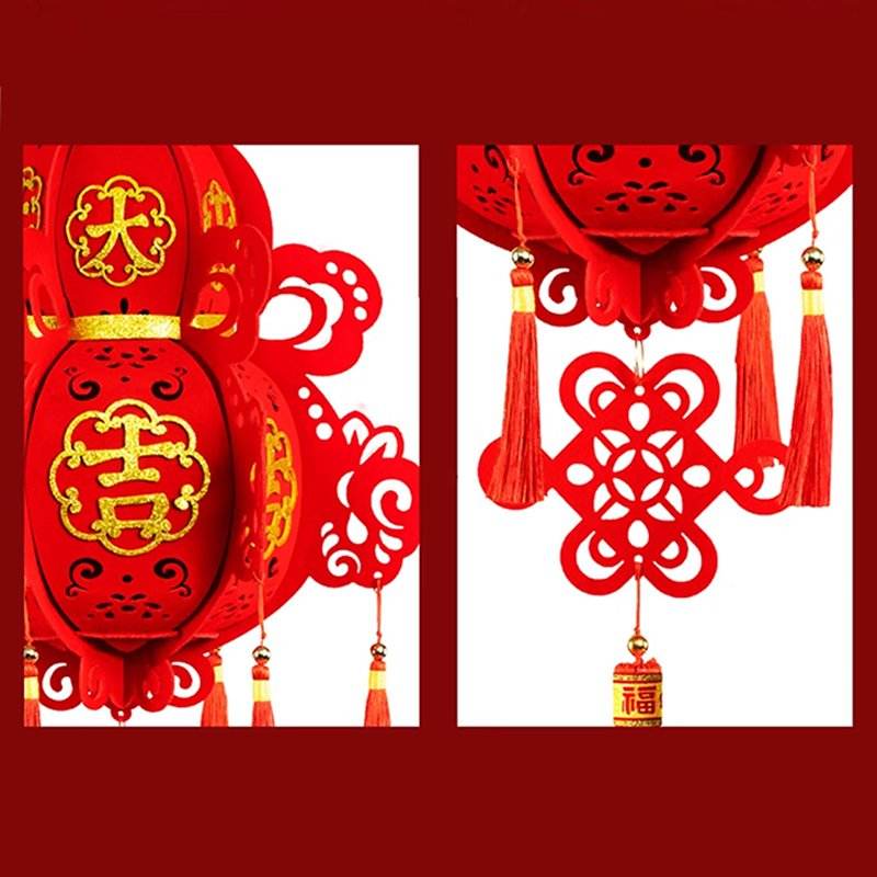 Chinese New Year 2025 Red Lantern Hanging Decoration - SinoCultural -- CNY009-1 -