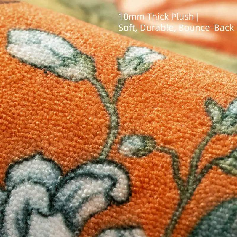 Chinoiserie Luxury Orange Natural Cotton Living Room Rug - SinoCultural -- LZ004A140