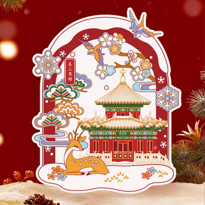 Chinese New Year Forbidden City Snow Window Clings - SinoCultural -- CNY005 -
