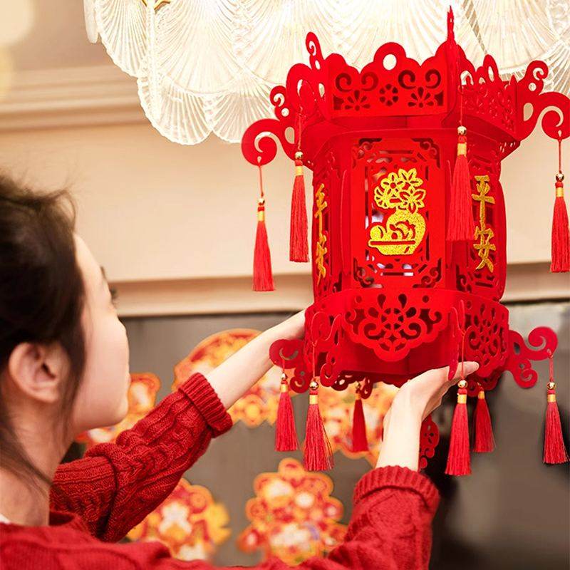 Chinese New Year 2025 Red Lantern Hanging Decoration - SinoCultural -- CNY009-1 -