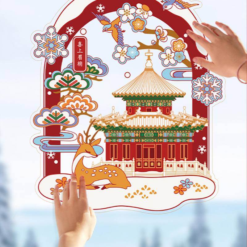 Chinese New Year Forbidden City Snow Window Clings - SinoCultural -- CNY005 -