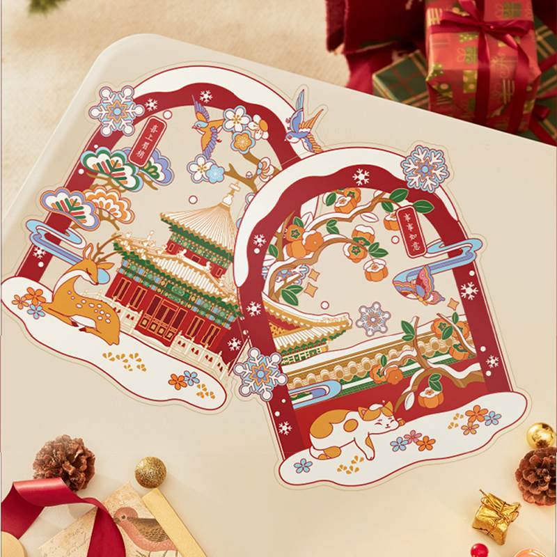 Chinese New Year Forbidden City Snow Window Clings - SinoCultural -- CNY005 -