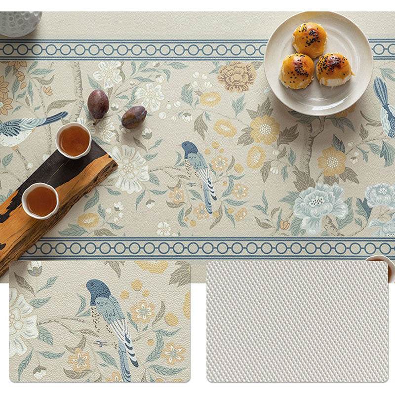 2-Piece Chinoiserie Placemat Waterproof Heat Resistant Blue Table Mat - SinoCultural -- TM010A01